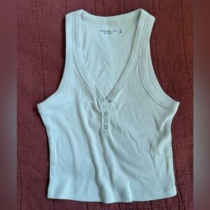 Abercrombie & Fitch Women's Cream Ribbed Tank Top